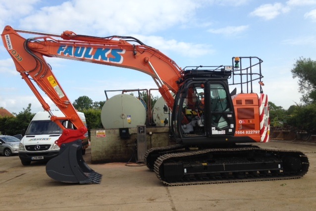 Orange Hitachi ZX225US tracked excavator for plant hire in Cambridgeshire from AE Faulks