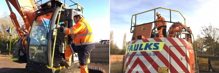 Excavators with High Visibility Paint