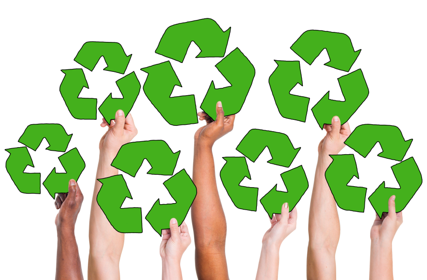 People Holding Recycling Symbol