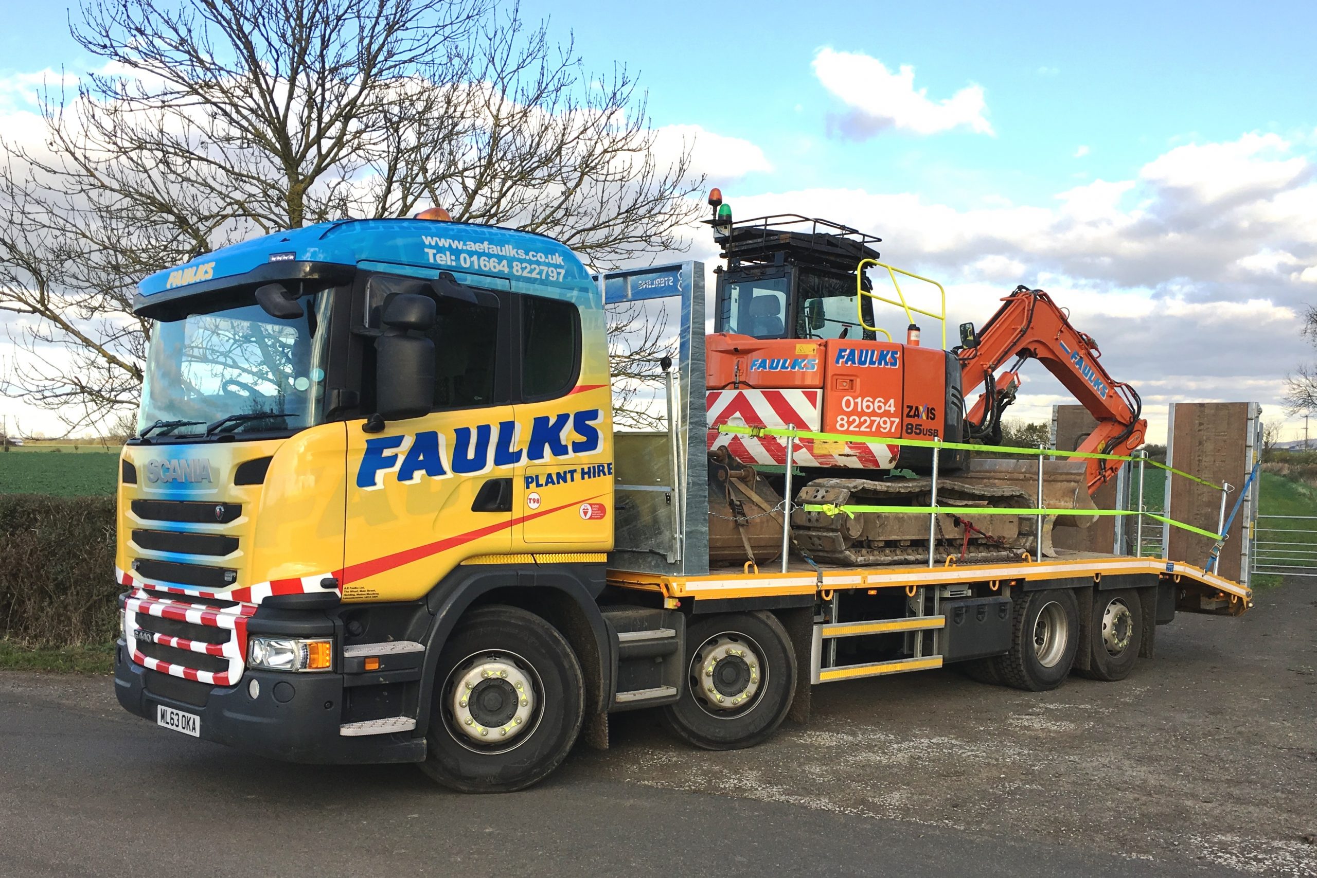 Scania Plant Lorry with a digger on the back