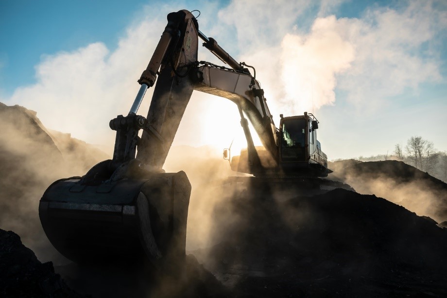 Close up image on an excavator