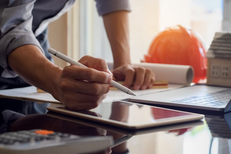 Man working on tablet